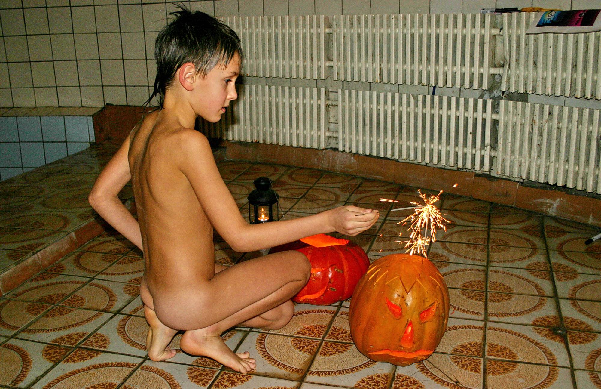 Nudist Teens - Halloween Boys Pumpkin