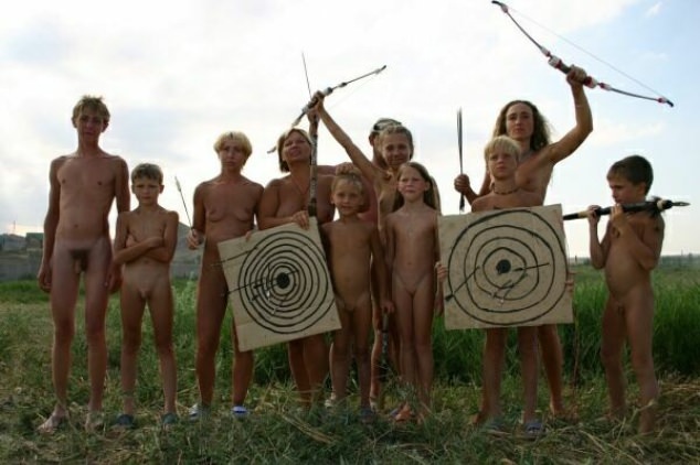 Family naturism - sporting competitions of teenagers and parents of