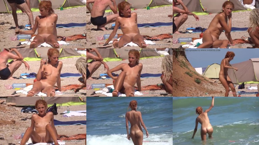 0016 TeenNudist Redhead Nudist Teen Girl On Beach Ibiza