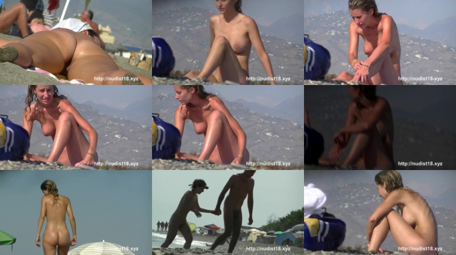 0214 NudVid Nudist Amateur Beach Spread Legs Shaved Pussy Blonde Brunette Voyeur
