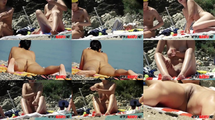0044 TeenNudist Naked Teens Oiling Themselves Up On The Nudist Beach